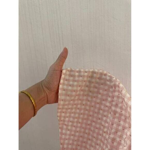 New Blue Plaid Sleeveless Bodycon Mini Dress, Sweet French Style For Vacat - Picture 7 of 7